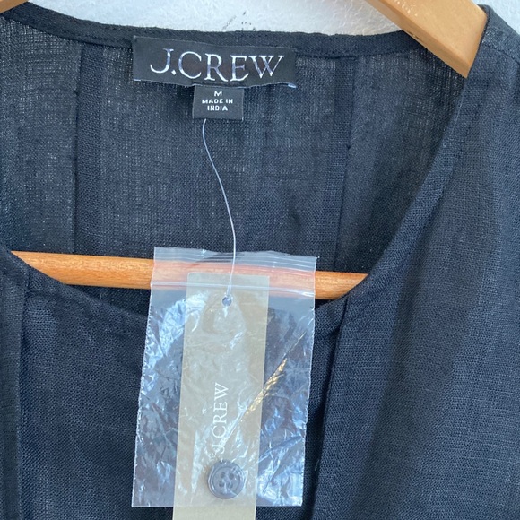 J. Crew Women's Seamed‎ linen dress with removable belt Black Medium - Picture 4 of 6